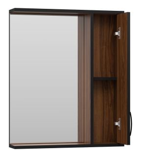 Зеркальный шкаф Misty Кедр 60см правый чёрный/орех